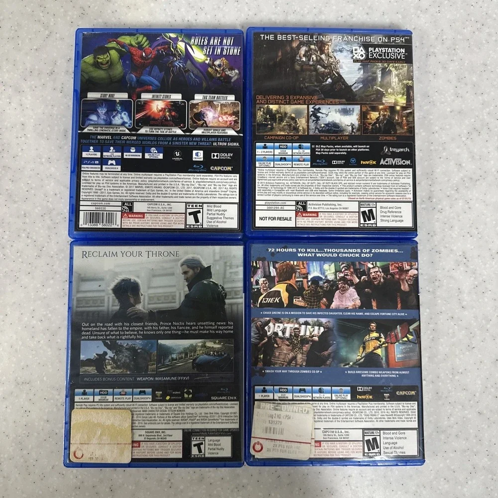 PS4 Game Lot Bundle (5 Games) Dead Rising 2, GTA V, Marvel vs Capcom Infinite